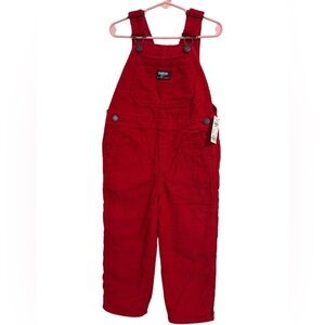 OshKosh B’gosh Red Corduroy Vestbak Overalls 5T NWT Classic Unisex Holiday